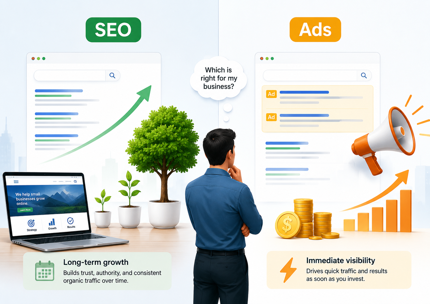 SEO optimalisatie of Google online advertenties